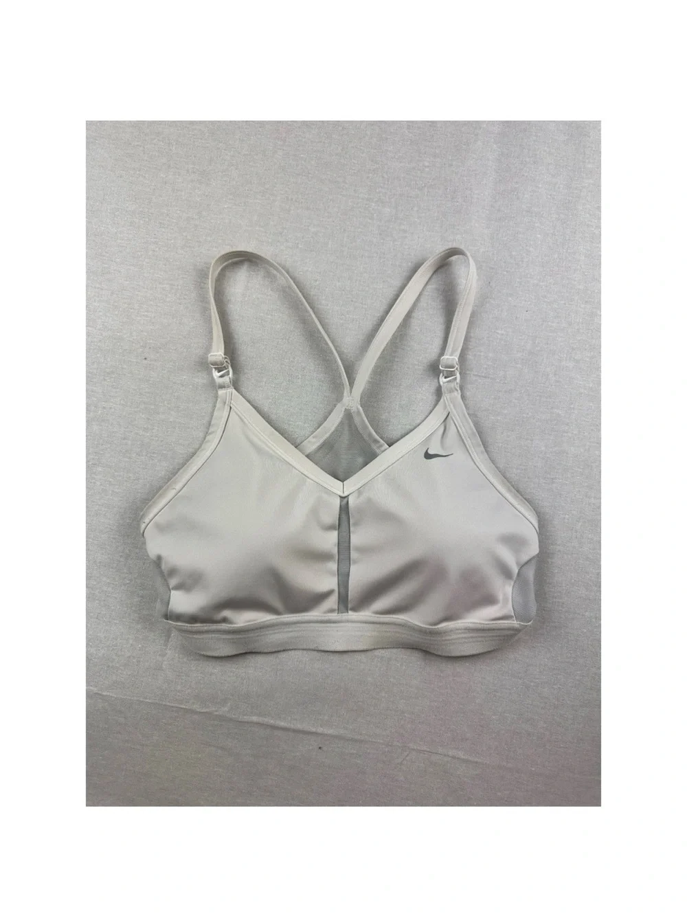 Nike Dri-FIT Indy Light Support Sports Bra Grey Mesh Racerback Womens Large